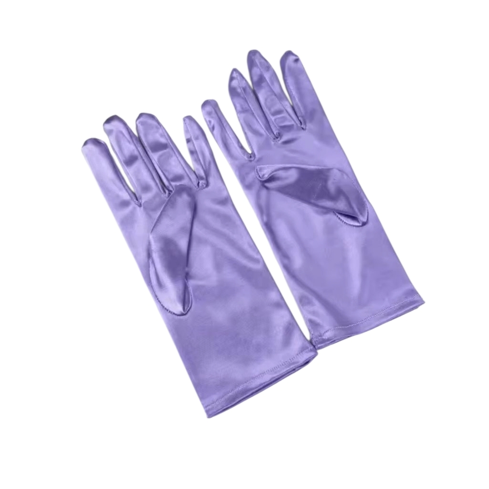 Elegant Light Purple Satin Gloves